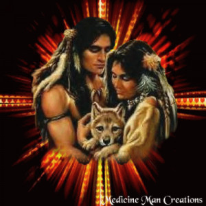 Native Couple & Wolf Cub-