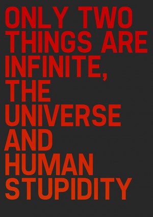 Only two things are infinite, the universe and human stupidity ...