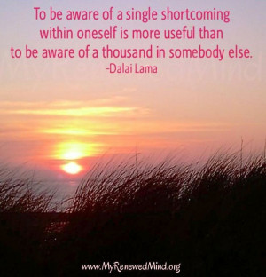 Be aware of shortcomings quote via www.MyRenewedMind.org