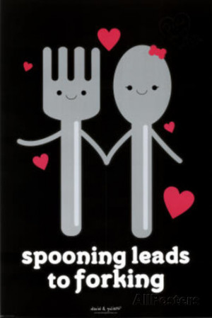David & Goliath Spooning Leads to Forking Art Poster Print Poster