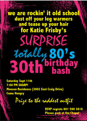Printable Birthday Invitation - Totally 80's Party