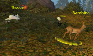 ... reference to Flower, Bambi's skunk friend), walking with his mother