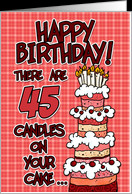 happy birthday - 45 candles on your cake card - Product #375549