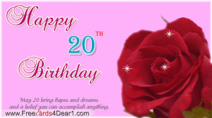 ... rose flower greeting ecard on your near and dear ones 20th birthday