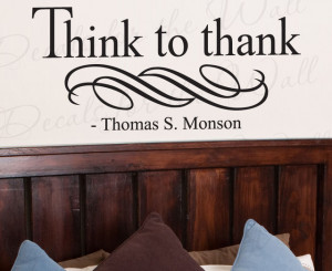 ... Quote Vinyl Lettering Graphic Think to Thank Mormon LDS R56 modern