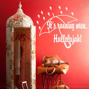 White It's Raining Men (Weather Girls) Lyric wall decal in an entrance ...