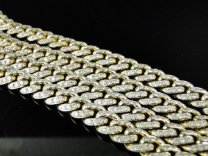 Diamond Miami Cuban Link Chain in 10K Yellow Gold (24.5ct) NCK 11395 ...