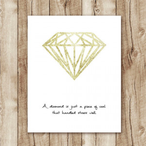 diamond quote wall art gold, motivational quotes instant download ...