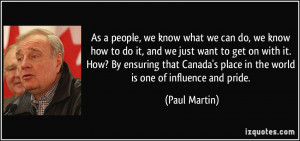 ... ensuring that Canada's place in the world is one of influence and