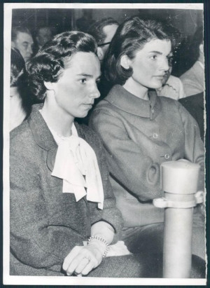 Ethel and Jackie Kennedy in the early 1950s, probably watching their ...