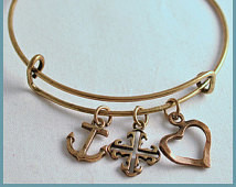 Antique Gold Bracelet Inspired by A lex & Ani Faith Hope Love Charms ...