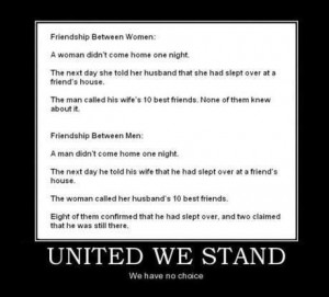 funny united we stand sleeping over a friends house man vs women