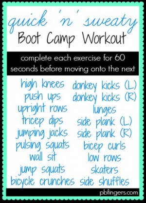 24 Minute Boot Camp Workout : 45 seconds on, 15 seconds off! This ...