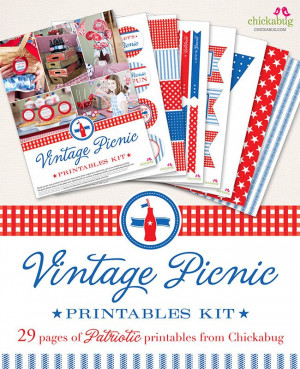 Vintage Picnic Printables Kit from Chickabug - 29 Pages of patriotic ...