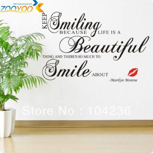 Marilyn Monroe Lip Keep Smiling Vinyl Wall Art Decals Quotes Saying ...