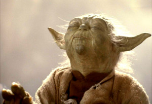 Yoda using telekinesis to lift Luke Skywalker 's X-wing .