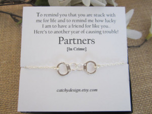 Partners in crime bracelet,Handcuff bracelet, Best friend gift,BFF ...
