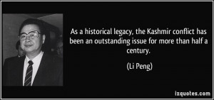 ... has been an outstanding issue for more than half a century. - Li Peng