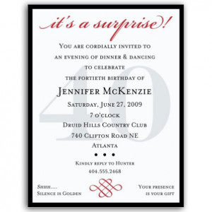 40th Surprise Birthday Invitation Wording