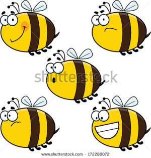 Assortment of funny cartoon vector bees. - stock vector
