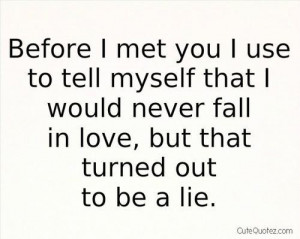 Before i met you i use to tell myself that i would never fall in love ...