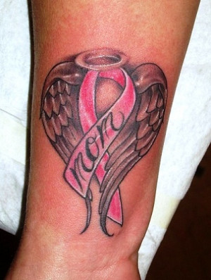 Cancer Ribbon Tattoos With Angel...