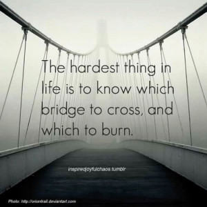The hardest thing in life is to know which bridge to cross, and which ...