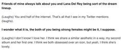 Marina Diamandis talks about Lana Del Rey #LDR ♡ #quotes