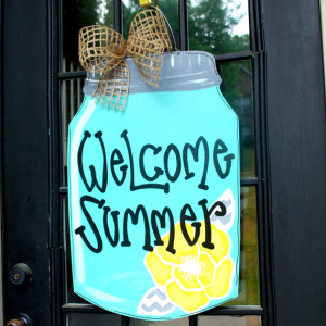 Summer Door Hanger: Mason Jar Decor, Door Decoration, Summer Wreath