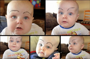 Draw Fake Eyebrows On Your Baby with Eyeliner ----Best funny, pictures ...