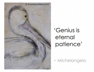 Pelican drawing by Simon Brushfield_Michelangelo Quote
