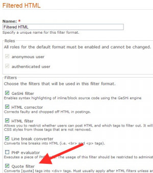 Configure the Quote Filter in Input Formats