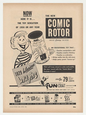 Details about 1950 Fun Craft Comic Rotor Toy Trade Print Ad