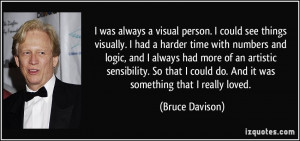 was always a visual person. I could see things visually. I had a ...