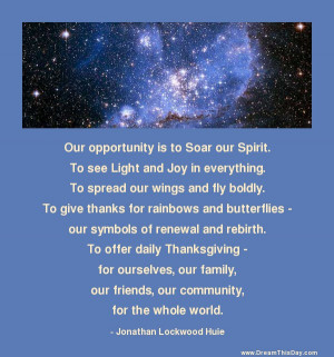 our opportunity is to soar our spirit to see light