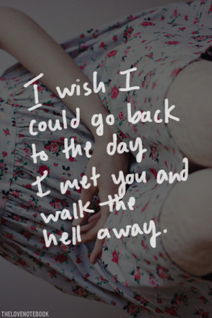 Wish I Could Go Back To The Day I Met You And Walk The Hell Away
