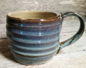 Ribbed Coffee Cup Tea Hot Chocolate Mug Beth's Blue Ready to Ship ...