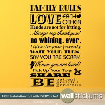 Add this Family Rules wall quote to your living room, family room, or ...