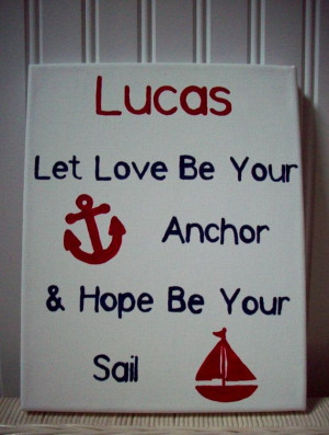 Nautical Nursery Wall Decor Saying Quote Painting / Anchor Sailboat ...