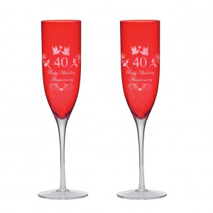 ... Champagne Flute Glasses - Ruby Wedding Anniversary (Presentation Boxed