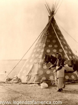 Siksika Blackfoot Indian and Teepee, 1927, Edward S. Curtis .