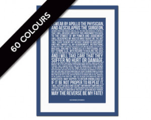 The Hippocratic Oath - Art Print - Hippocrates Medical Quote Poster ...