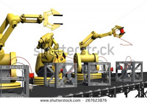 Production of 3D printers - stock photo