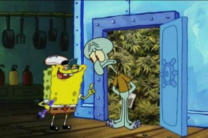 weed marijuana cartoon TV high spongebob squidward smoknig