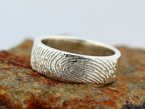 Your Custom Fingerprint Ring - Sterling Silver Engraving Wedding Band ...