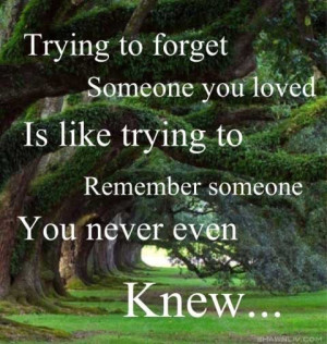Trying to forget Someone you loved Is like trying to Remember someone ...