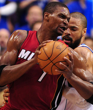 Chris Bosh of the Miami Heat during game 4 of the NBA Finals on June 7 ...