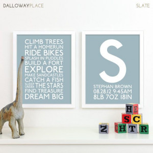 Boy Nursery Art Print Playroom Rules Subway Art Quotes Baby Boys Room ...