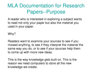 MLA Documentation for Research Papers Purpose Quote