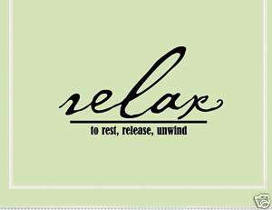 RELAX TO REST, RELEASE, Vinyl Wall Lettering Quotes Art
